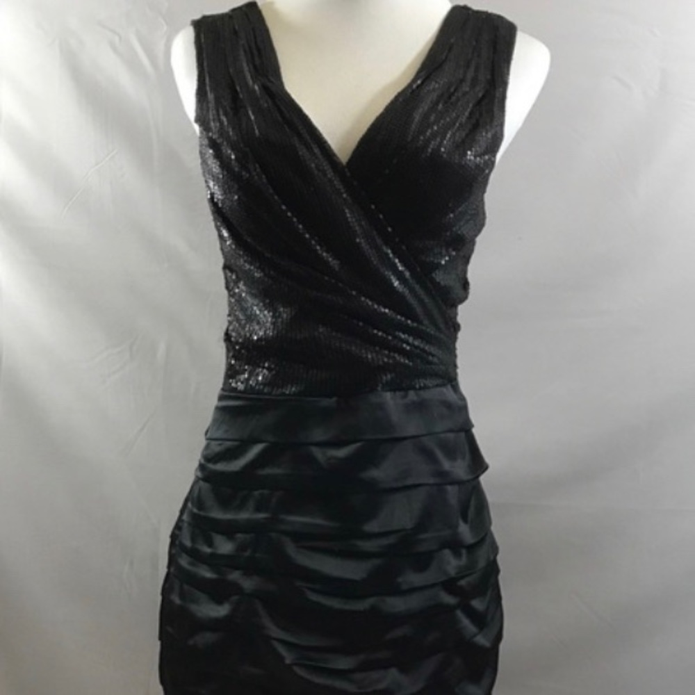 Express black sequin bodice ruched dress Size 0